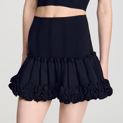 Noella Short ribbed knit skirt Black