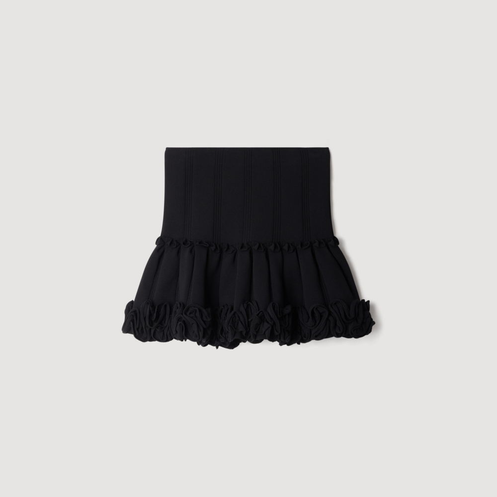 Noella Short ribbed knit skirt Black