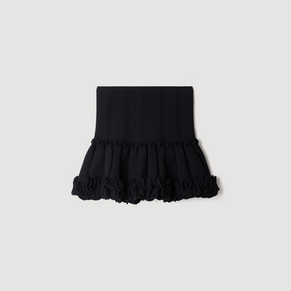 Noella Short ribbed knit skirt Black
