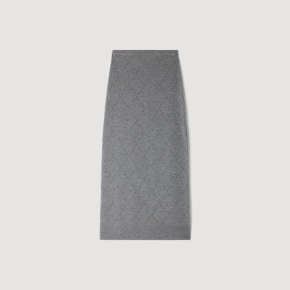 Coralyna Pointelle Knit Maxi Skirt Grey