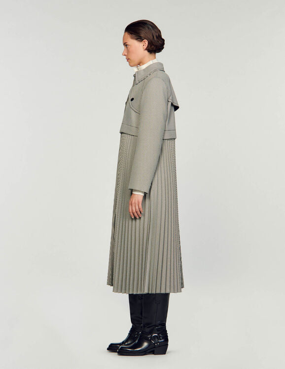 Sandro Paris outlets Coat Long houndstooth coatigan