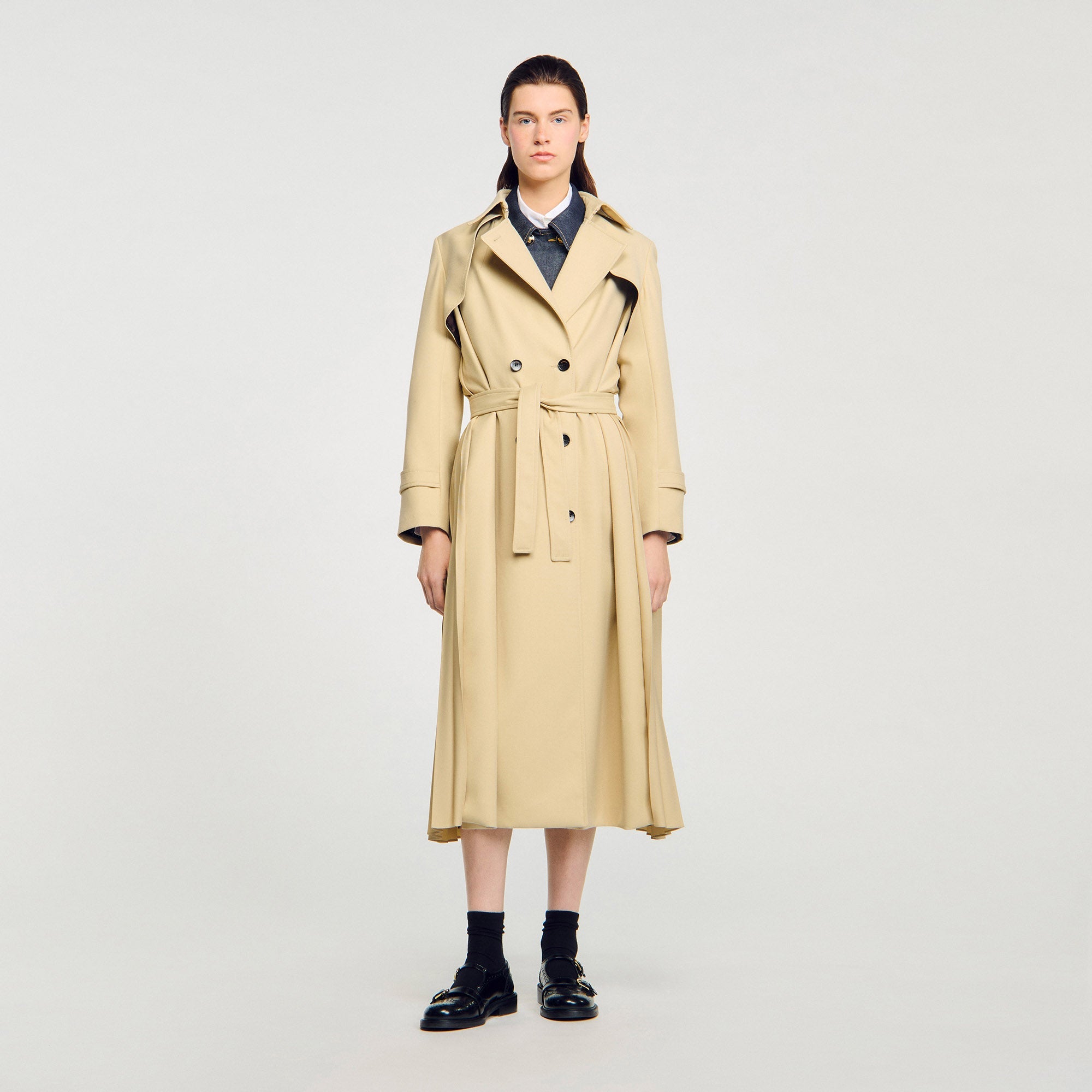 Simon Belted double-breasted trench Beige