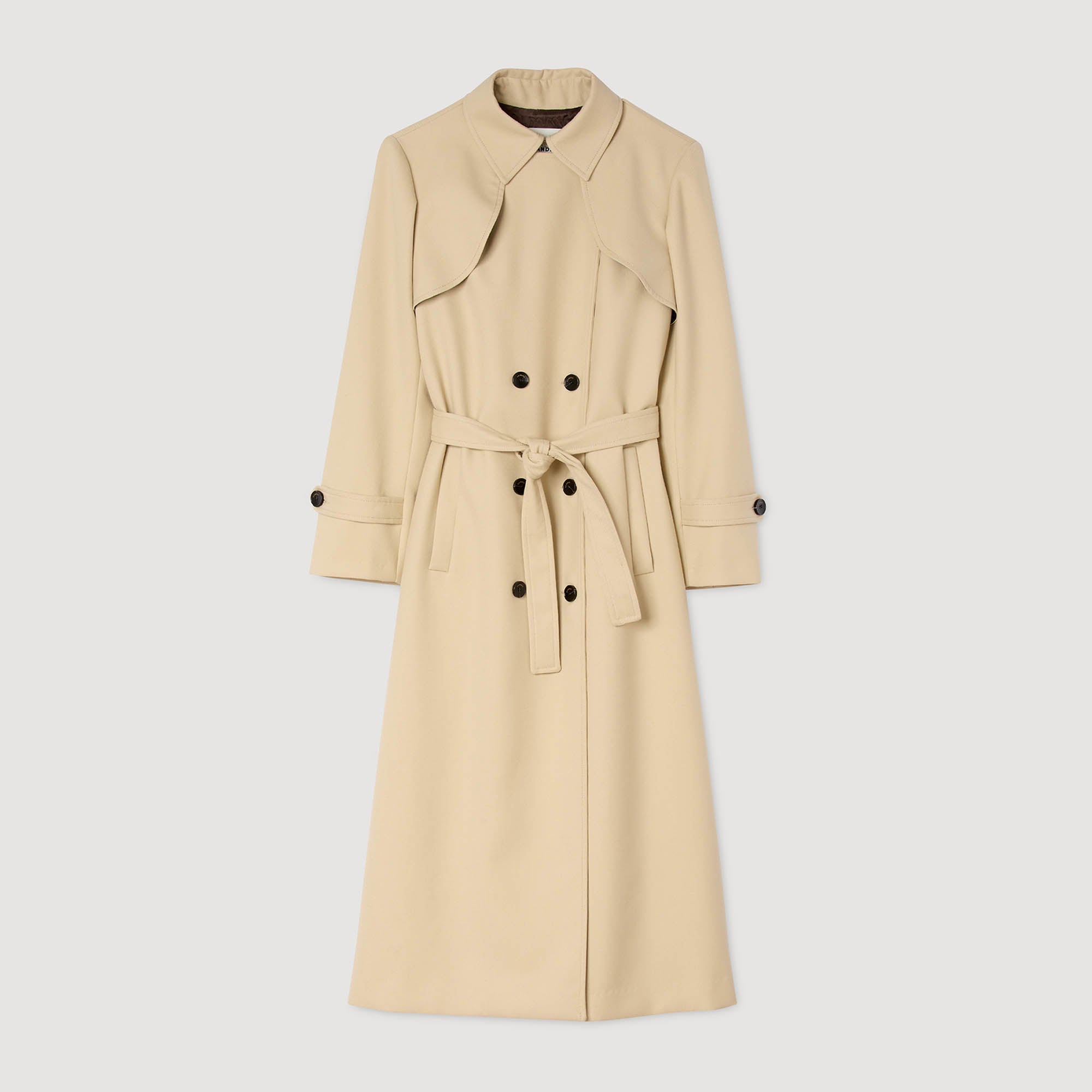 sandro ベージュ ロングコート ベルト付き Simon Belted double-breasted trench Beige