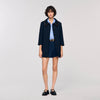 Mazaria Coat With Leather Stripes Navy Blue