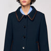 Mazaria Coat With Leather Stripes Navy Blue