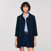 Mazaria Coat With Leather Stripes Navy Blue