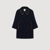 Mazaria Coat With Leather Stripes Navy Blue