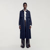 Regine Trench with pleated leather collar Navy Blue
