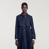 Regine Trench with pleated leather collar Navy Blue