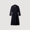 Regine Trench with pleated leather collar Navy Blue