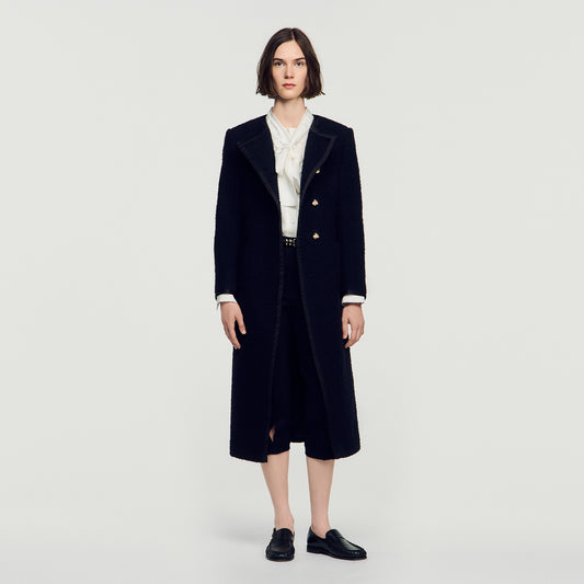Saywer Tweed Coat With Jewel Buttons Black