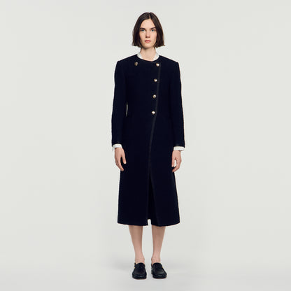 Saywer Tweed Coat With Jewel Buttons Black