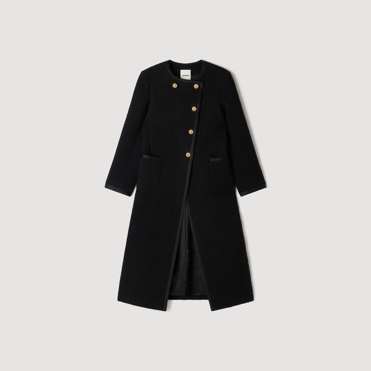 Saywer Tweed Coat With Jewel Buttons Black