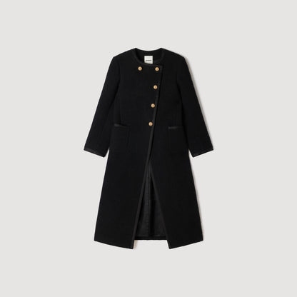 Saywer Tweed Coat With Jewel Buttons Black