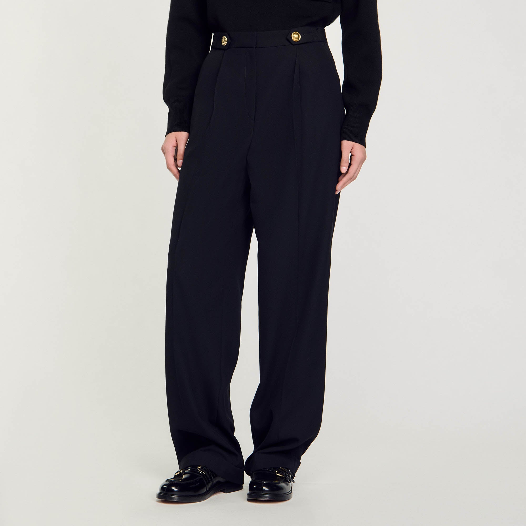 Straight-Leg Trousers Black