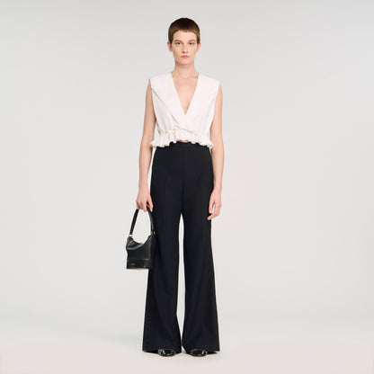 Manhattan Satin Stripe Suit Trousers Black