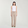 Knit Rhinestone-Covered Trousers Beige