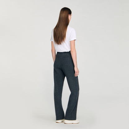 Vadim Knit Rhinestone-Covered Trousers Charcoal Grey