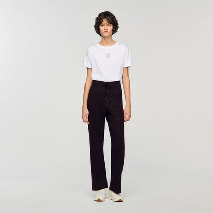 Vadim Knit Rhinestone-Covered Trousers Purple