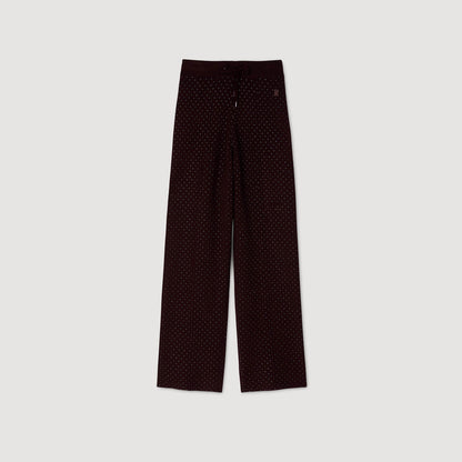 Vadim Knit Rhinestone-Covered Trousers Purple