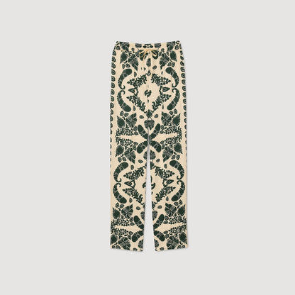 Cavalaire Floral Trousers Ecru / Green