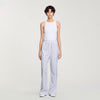 Rhinestone Striped Trousers White