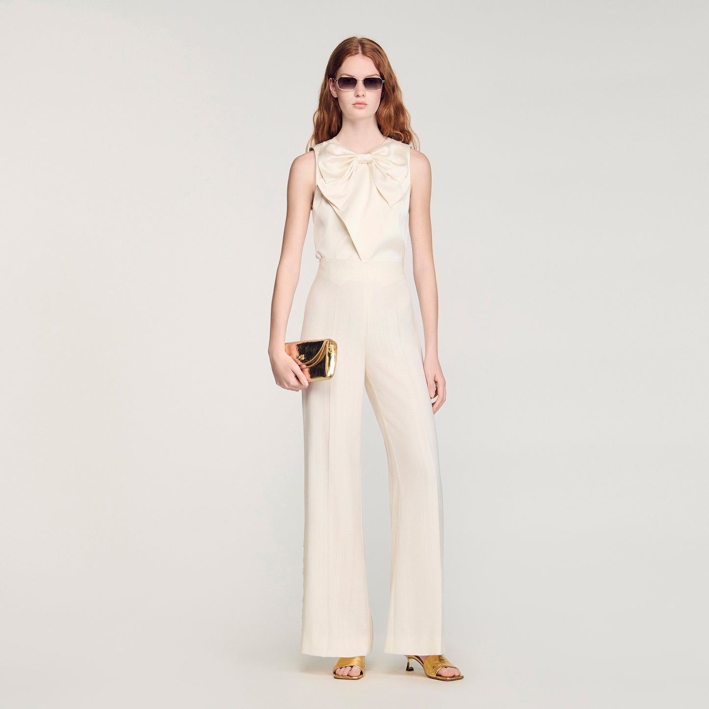 Tobias Buttoned-Slit Straight-Leg Trousers Ecru