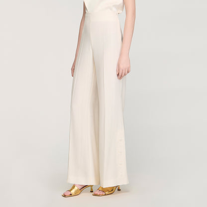 Tobias Buttoned-Slit Straight-Leg Trousers Ecru