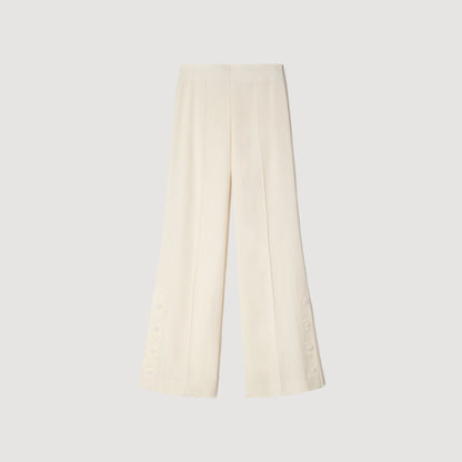 Tobias Buttoned-Slit Straight-Leg Trousers Ecru