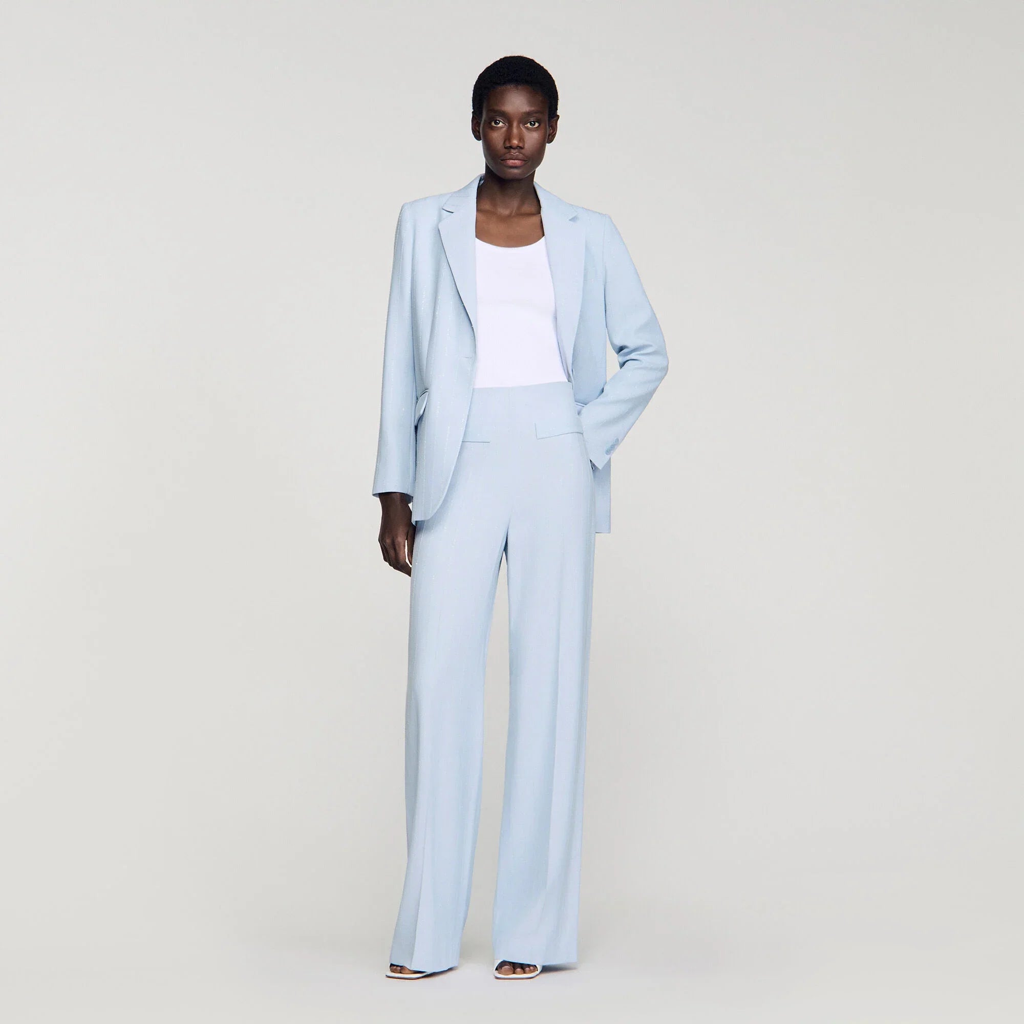 Concorde Striped Sequin Trousers Sky Blue
