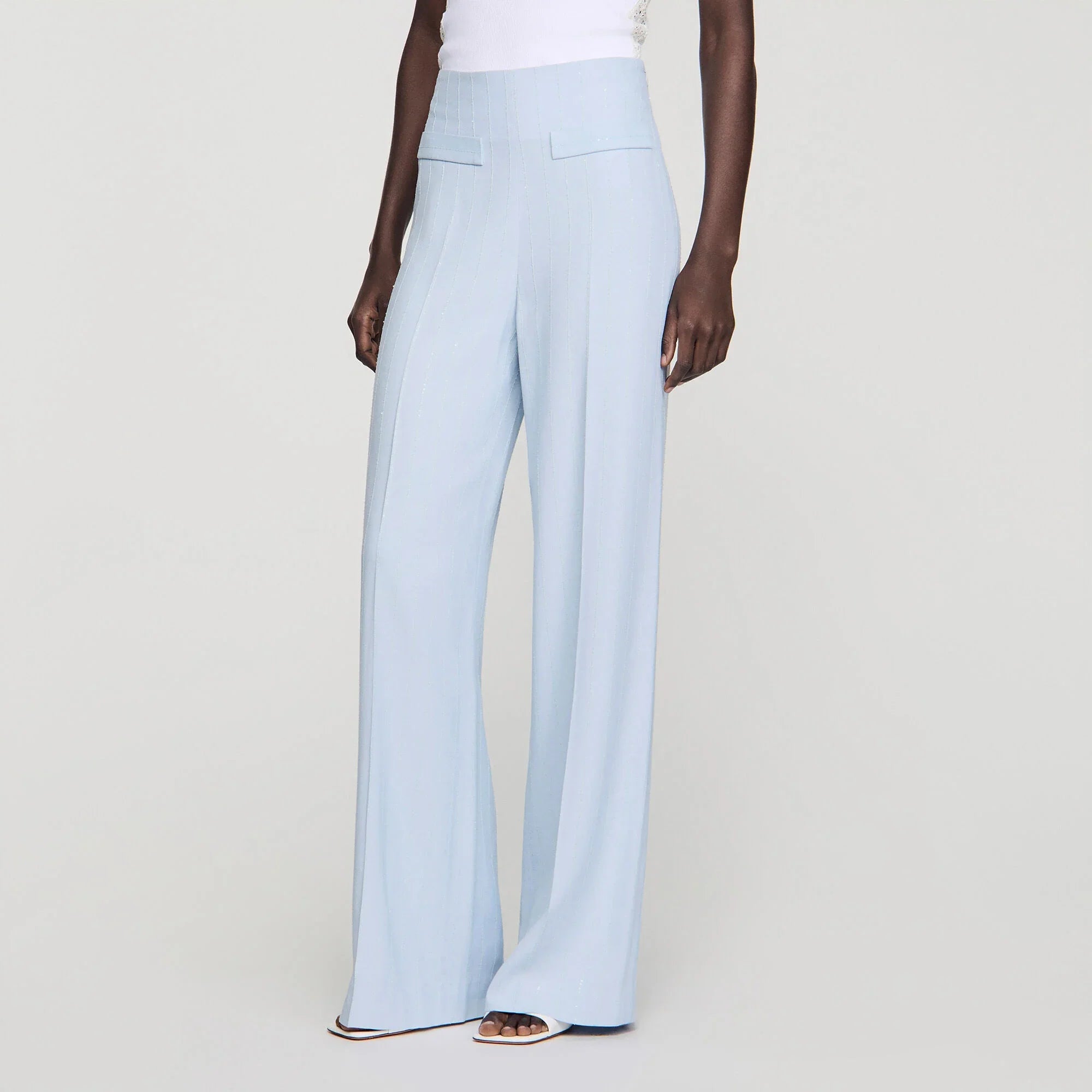 Concorde Striped Sequin Trousers Sky Blue