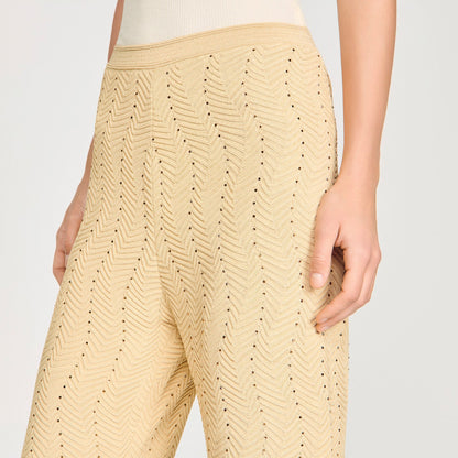 Lolame Rhinestone Knit Trousers Gold