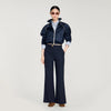 Lionel Wide-Leg Wool Trousers Navy Blue