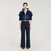 Lionel Wide-Leg Wool Trousers Navy Blue