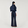 Lionel Wide-Leg Wool Trousers Navy Blue