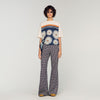 Donovan Floral-Print Floaty Trousers Deep Blue / Ocher