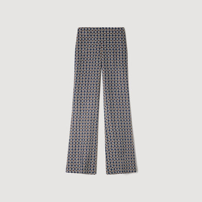 Donovan Floral-Print Floaty Trousers Deep Blue / Ocher