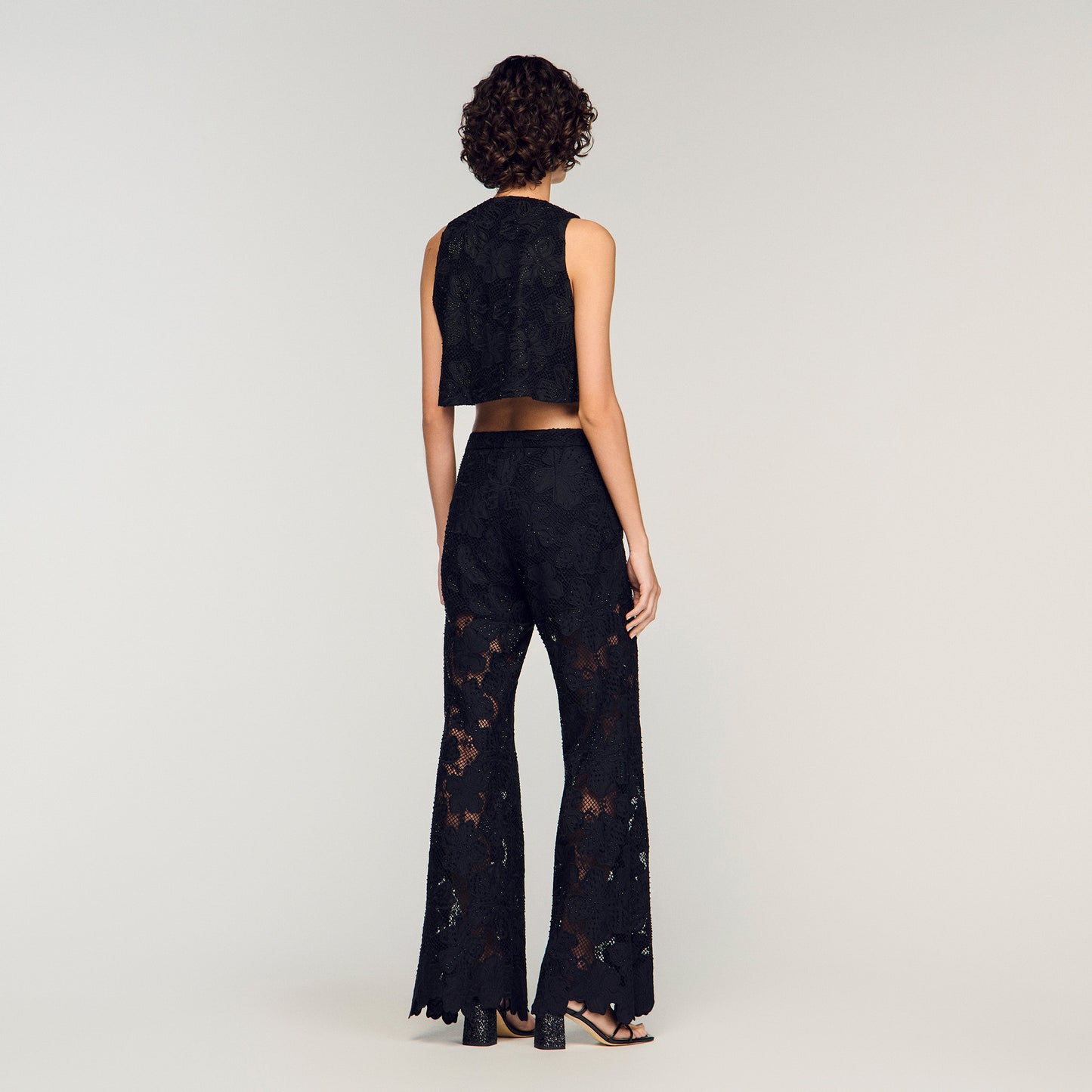 Amani Guipure Lace Trousers Black