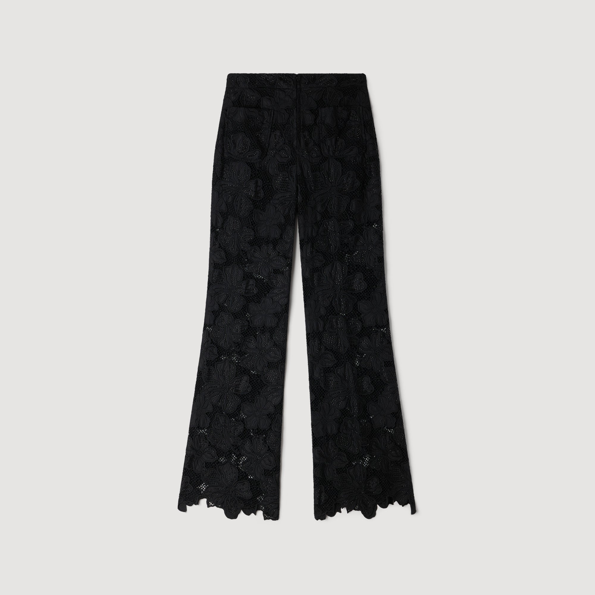Amani Guipure Lace Trousers BLACK