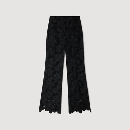 Amani Guipure Lace Trousers BLACK