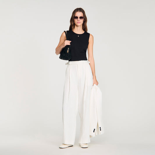 Matson Striped Suit Trousers Ecru / Black