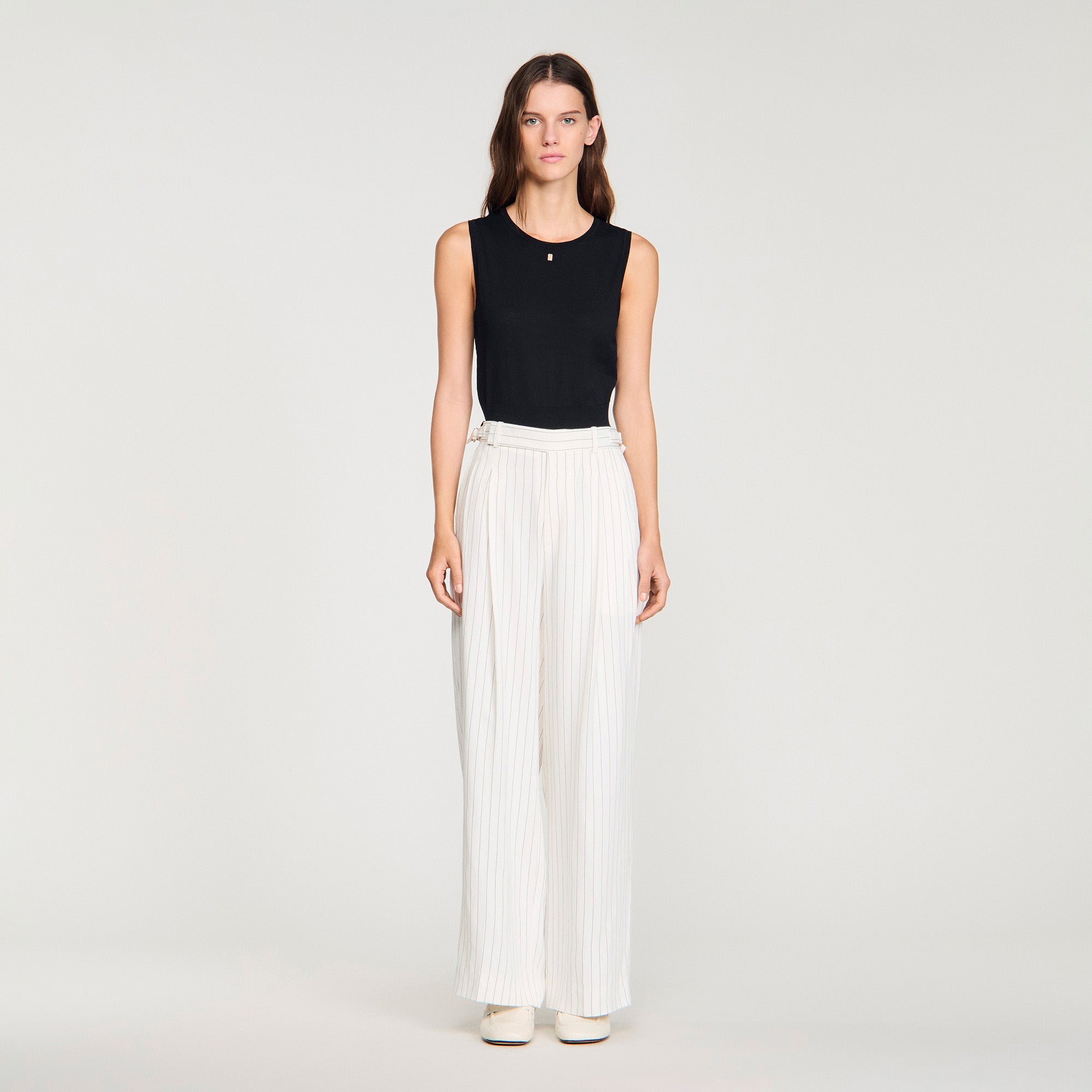 Matson Striped Suit Trousers Ecru / Black