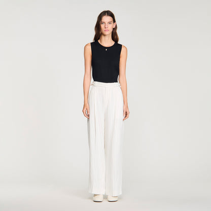 Matson Striped Suit Trousers Ecru / Black
