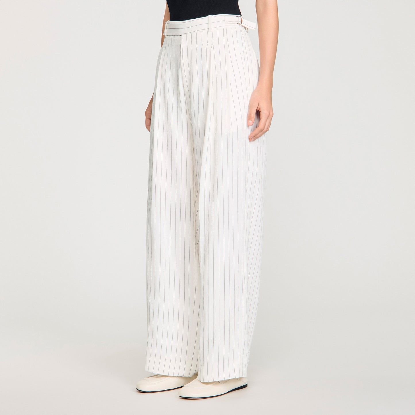 Matson Striped Suit Trousers Ecru / Black