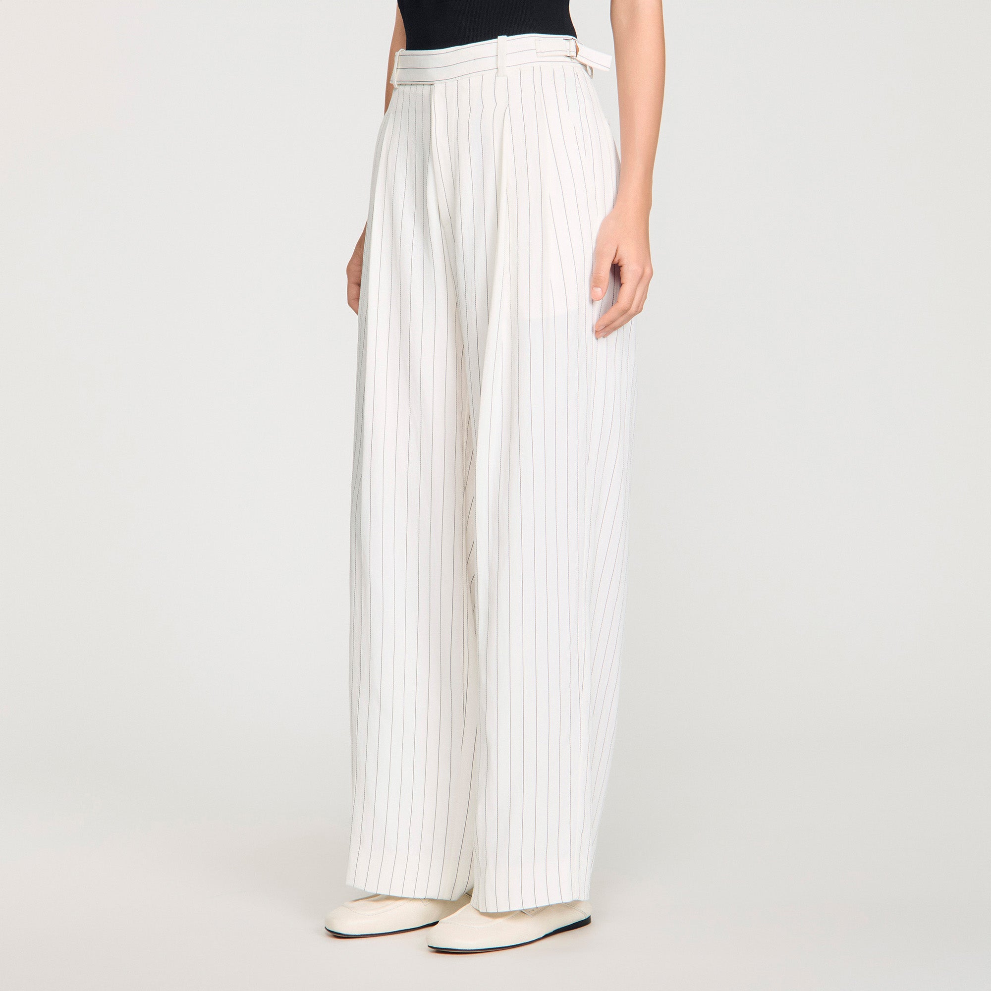 Matson Striped Suit Trousers Ecru / Black