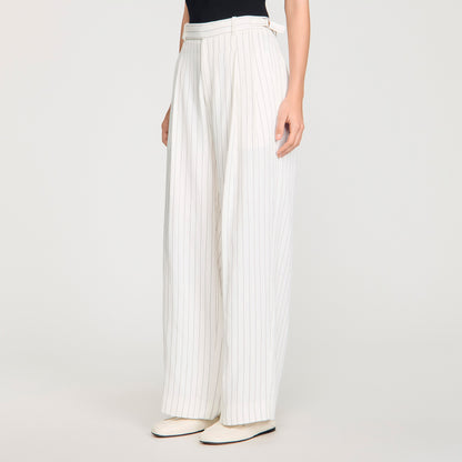 Matson Striped Suit Trousers Ecru / Black