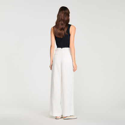 Matson Striped Suit Trousers Ecru / Black