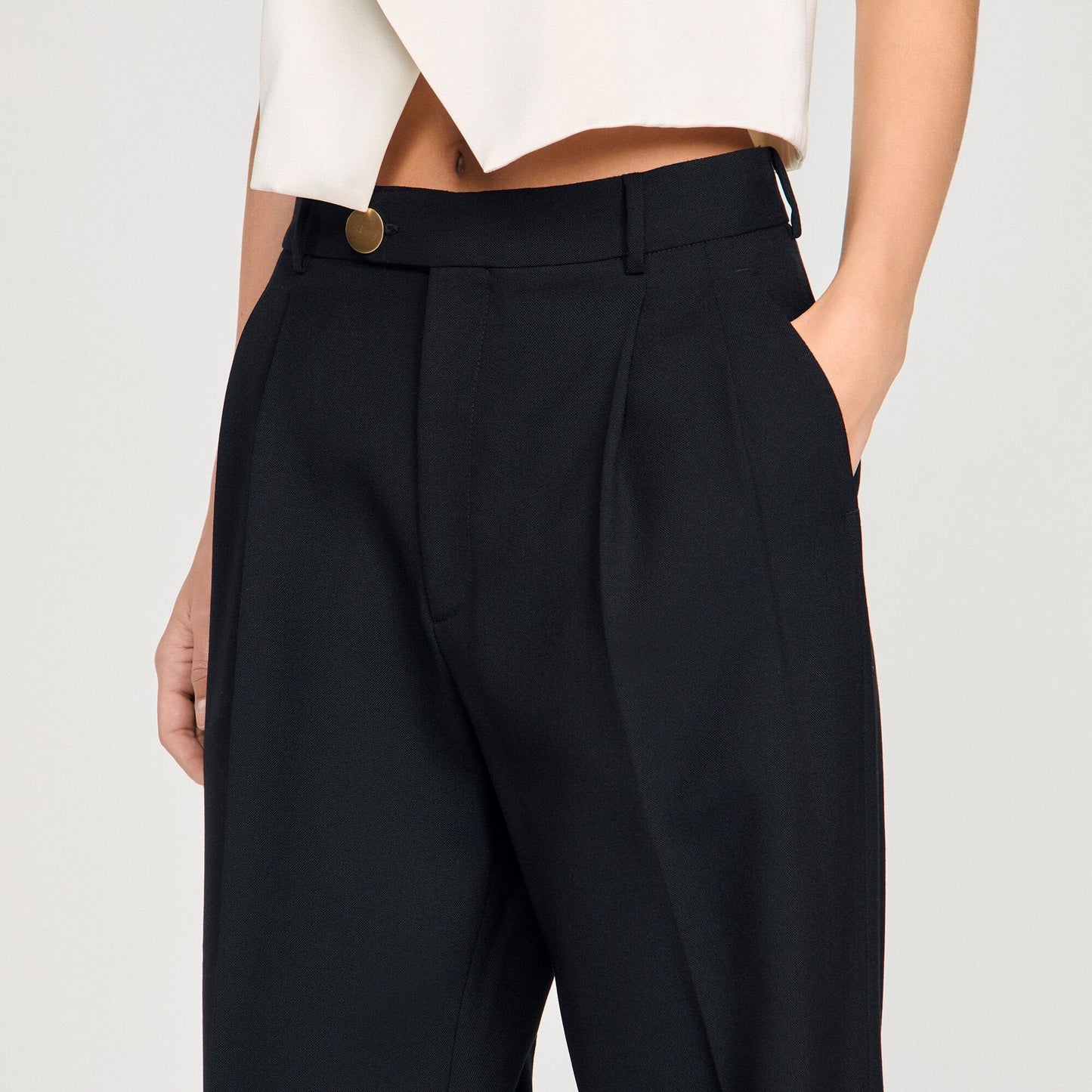 Terence Pressed-Crease Suit Trousers Black