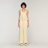 Talia Satin Wide-Leg Trousers Light Yellow