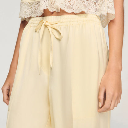 Talia Satin Wide-Leg Trousers Light Yellow